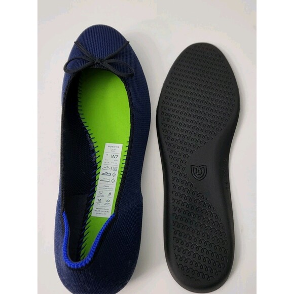 ROTHYS The Ballet Bow Flat Womens 7 Navy Blue Black Comfort Flats Shoes Office - Picture 9 of 9